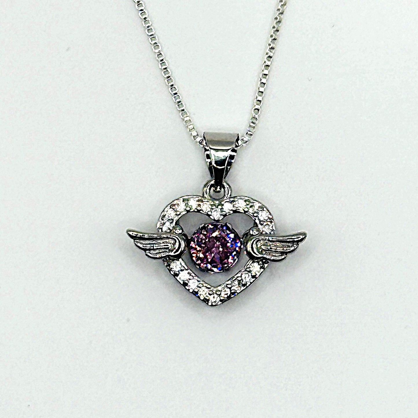 Angel Heart Wing Pendant Necklace