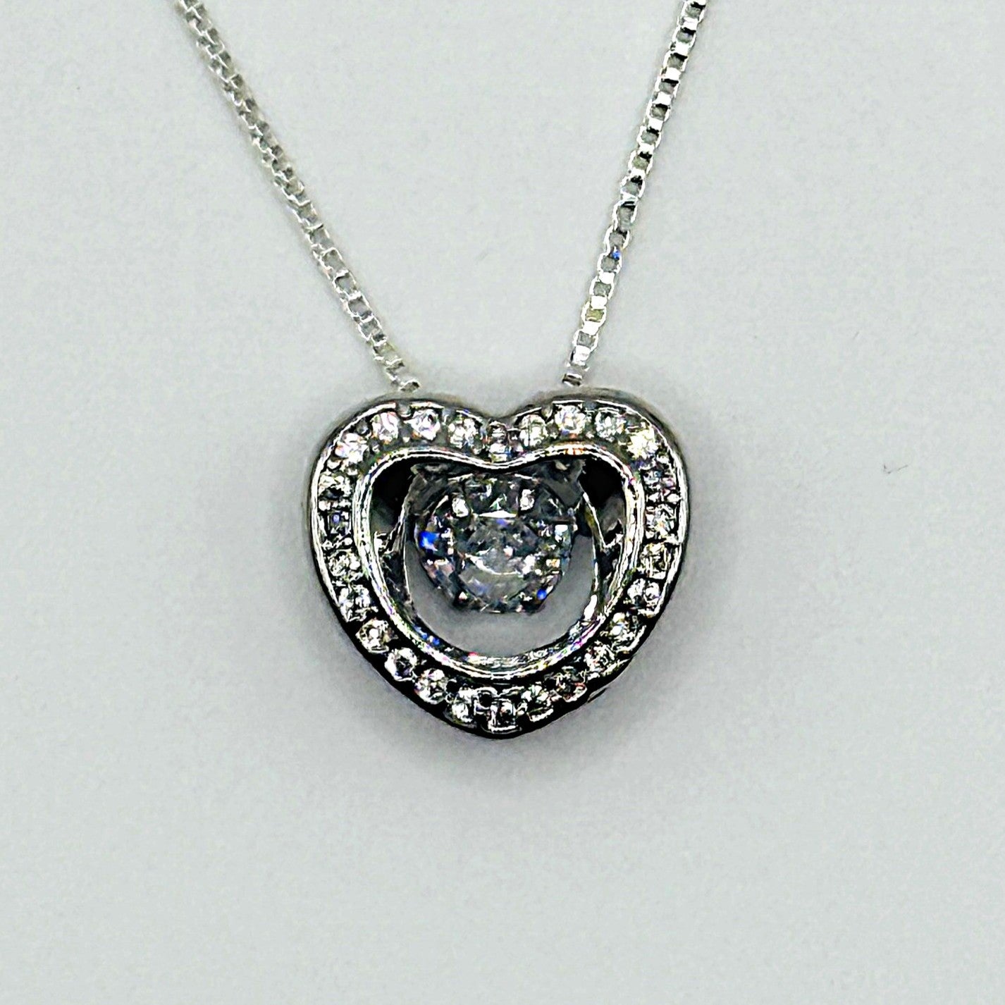 Dancing Crystal Threaded Heart Pendant Necklace