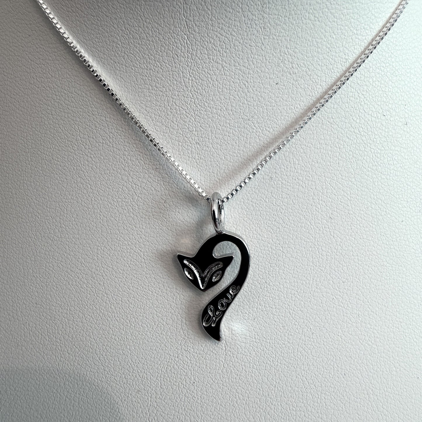 Silver Fox Love Pendant Necklace on white background