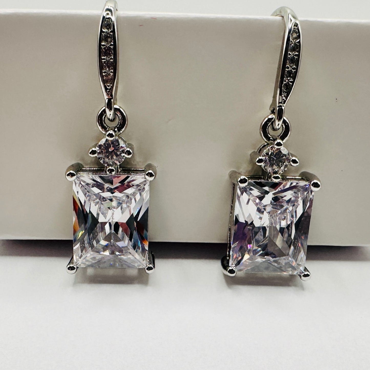 Rectangular Drop Princess Cut Earrings
