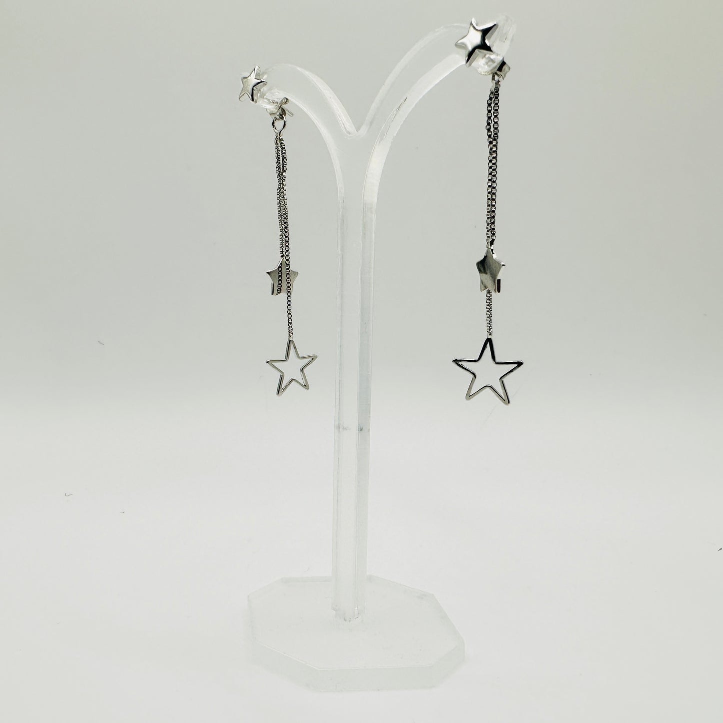 2-in-1 Box Chain Drop Star Stud Earrings