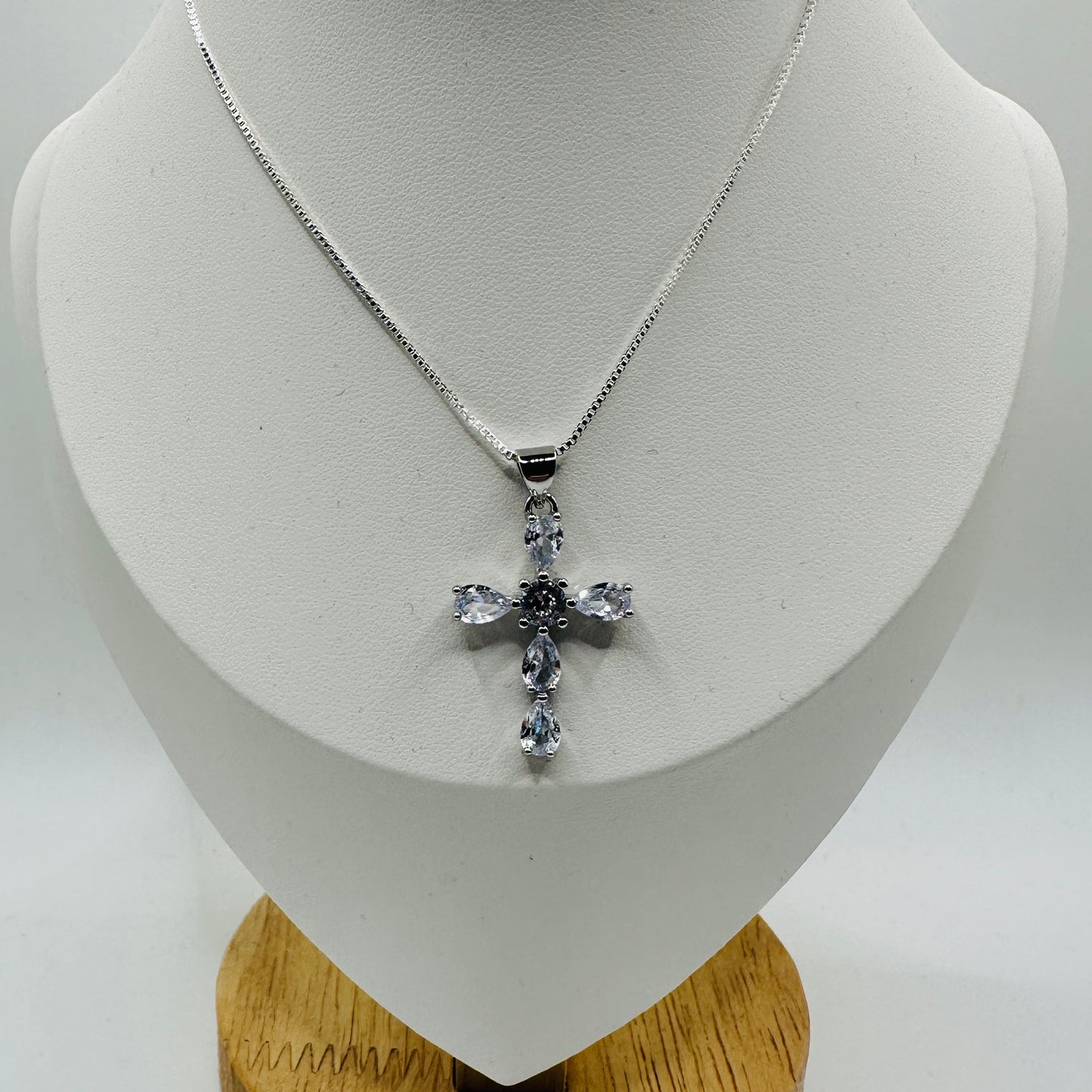 Waterdrop Crystal Cross Necklace