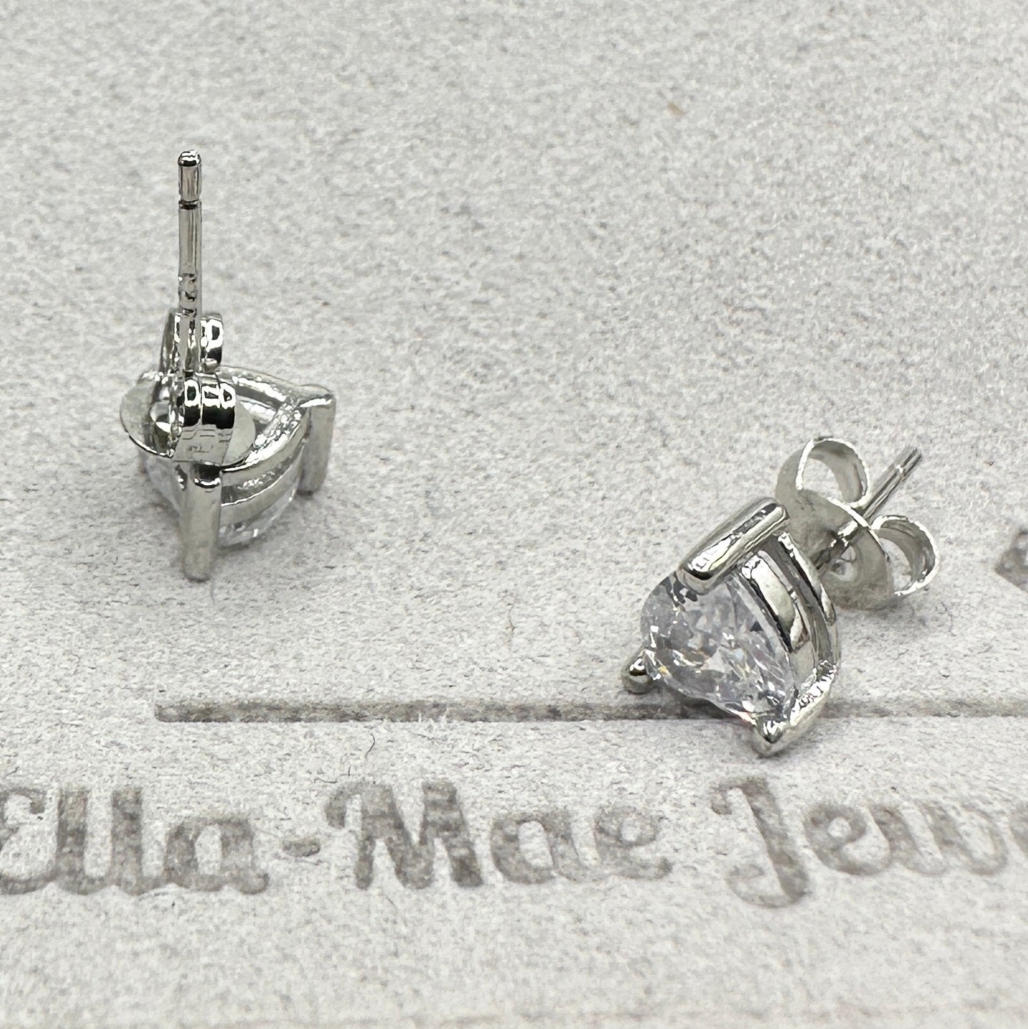 White Crystal Heart Earrings