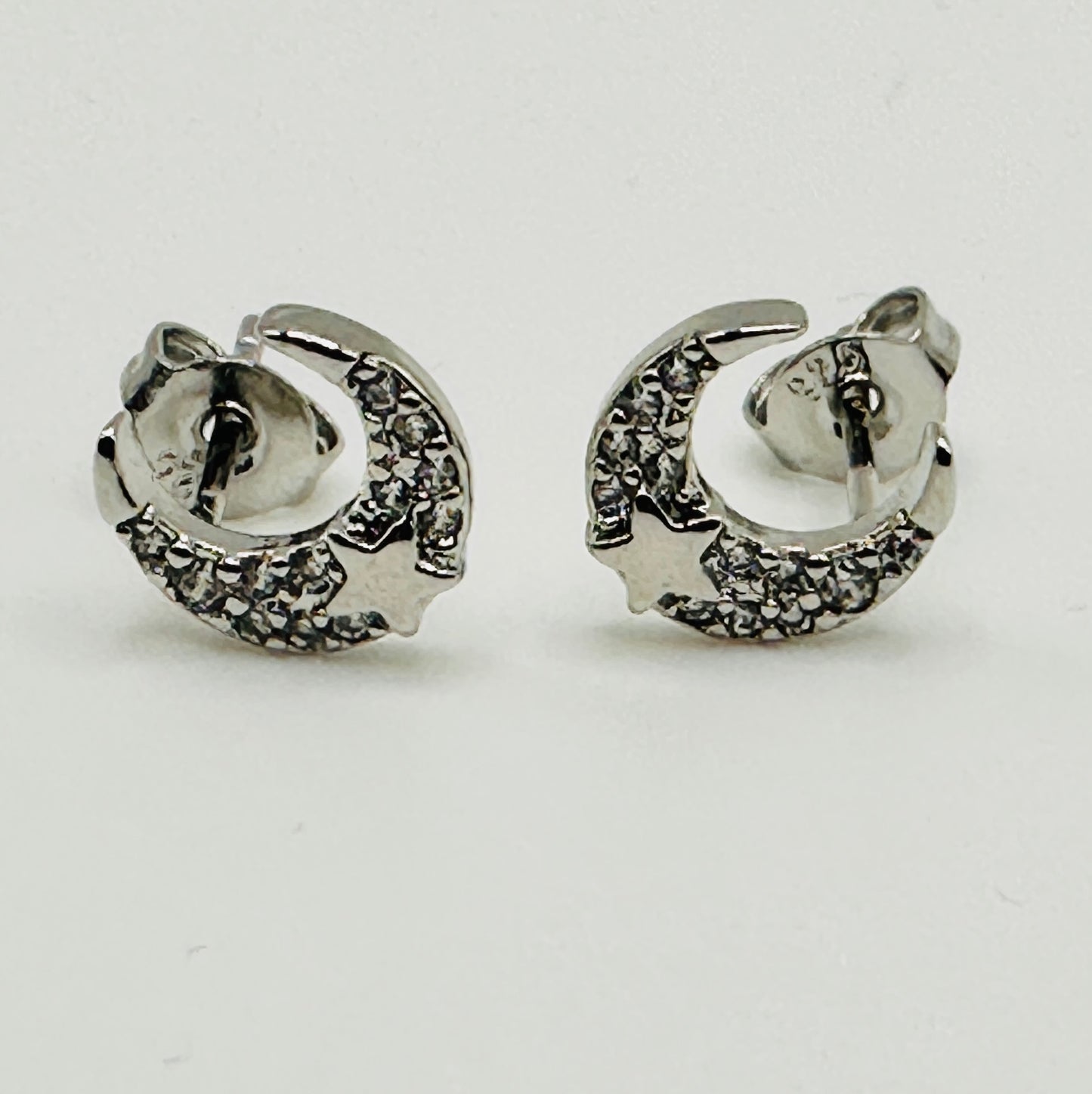 Sparkling Moonbeam Pave Stud Earrings