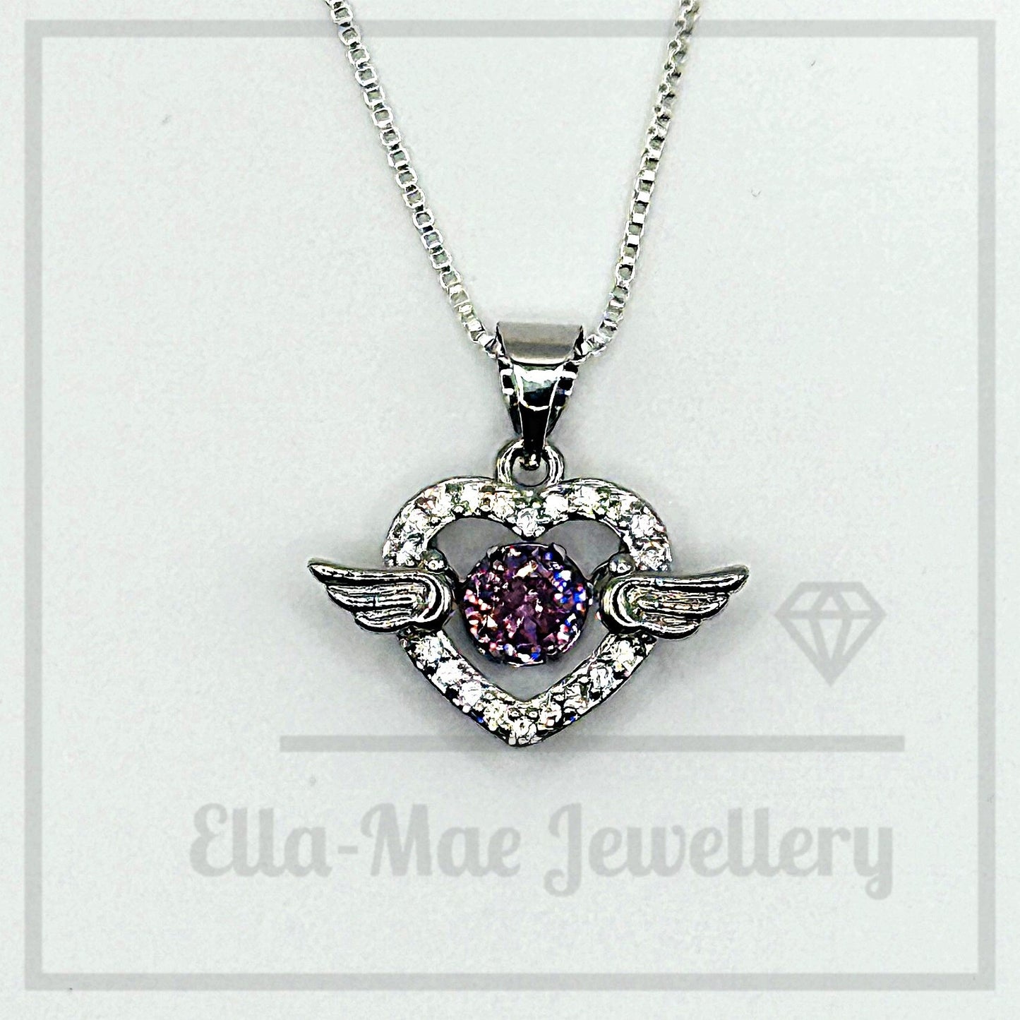 Angel Heart Wing Pendant Necklace