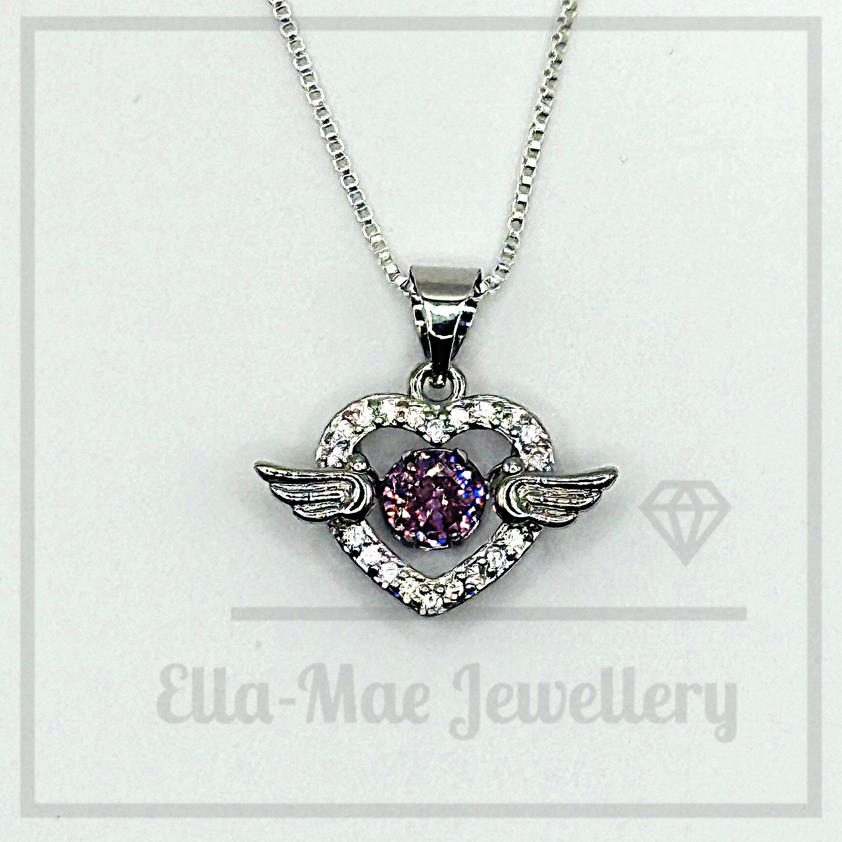 Angel Heart Wing Pendant Necklace