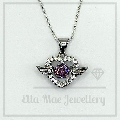 Angel Heart Wing Pendant Necklace