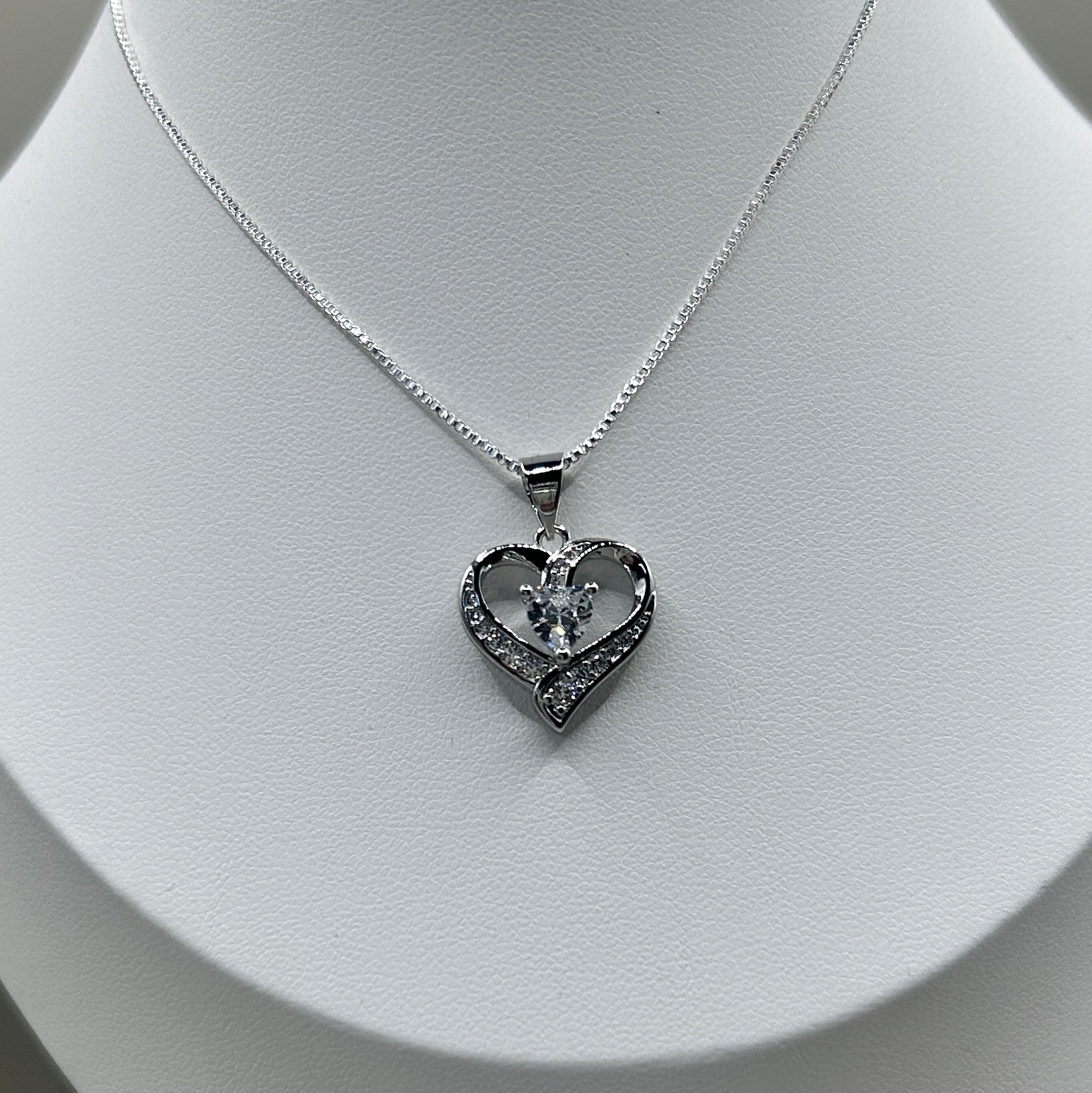 Crystal Heart Swirl Cubic Zirconia Pendant