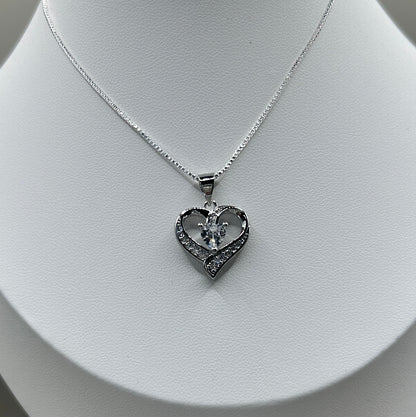 Crystal Heart Swirl Cubic Zirconia Pendant