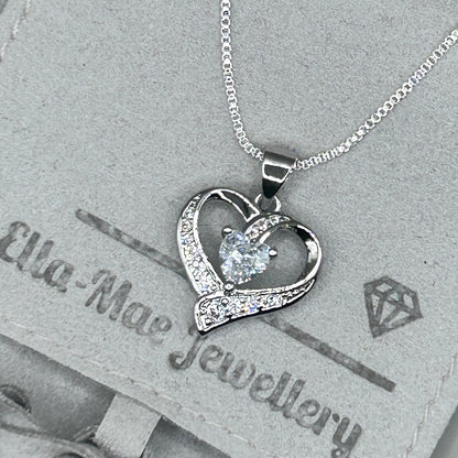 Crystal Heart Swirl Cubic Zirconia Necklace