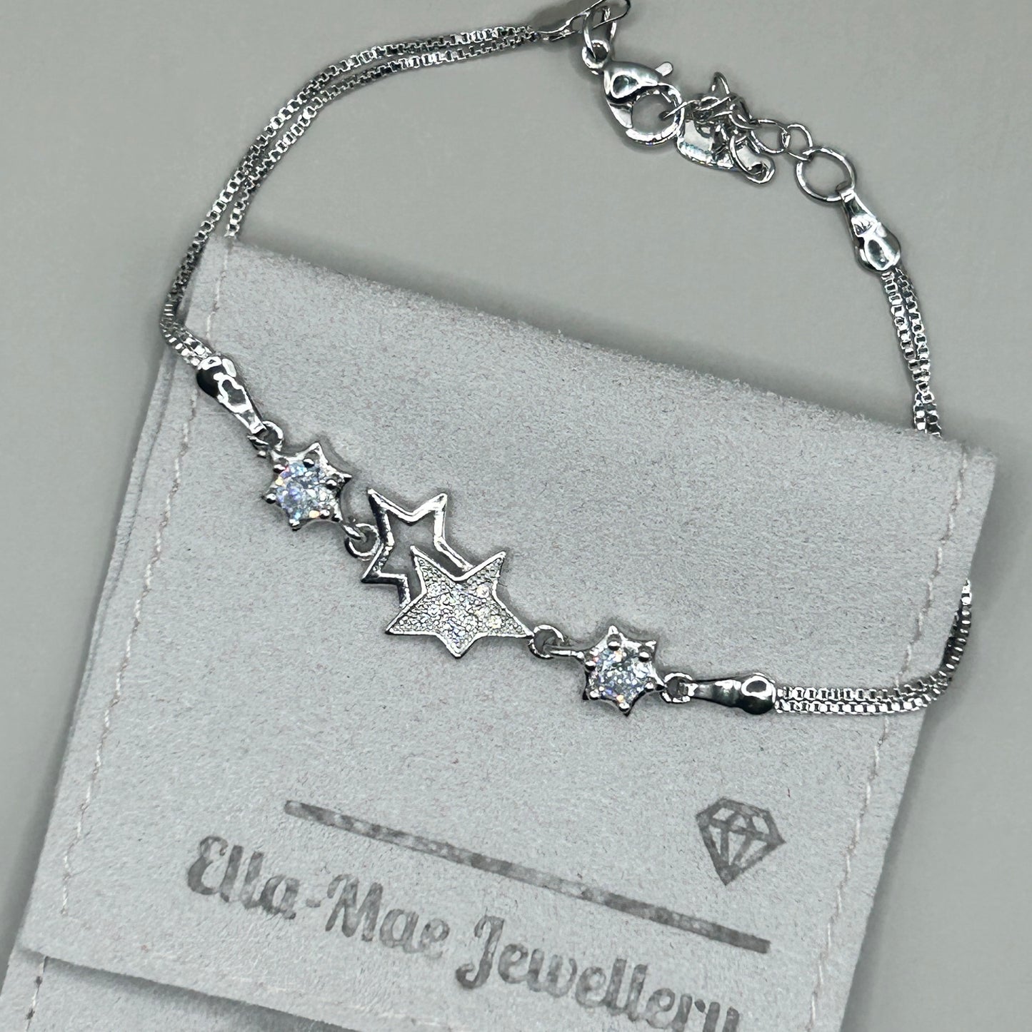 Crystal Silver Star Box Chain Bracelet