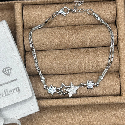 Crystal Silver Star Chain Bracelet