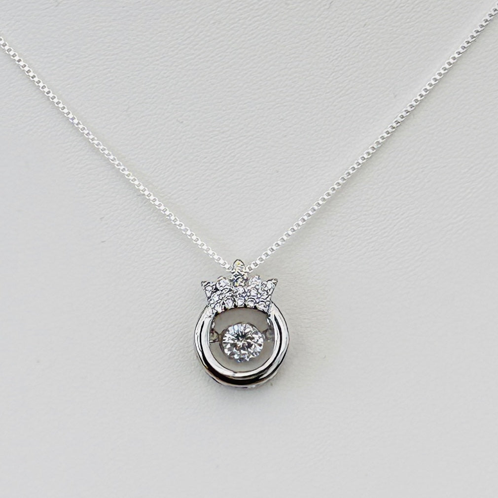 Dancing crystal crown pendant necklace