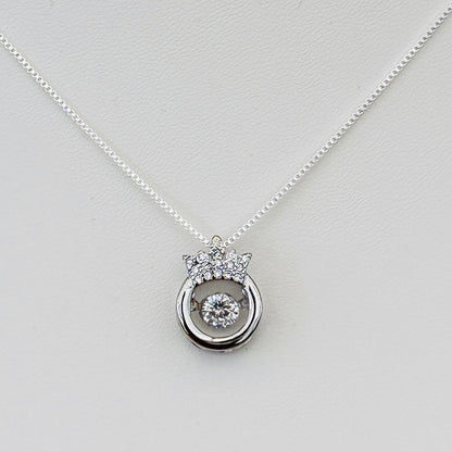 Dancing crystal crown pendant necklace