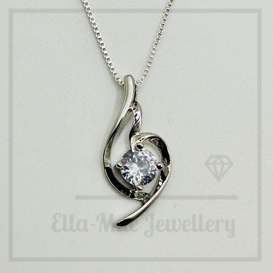 Eternal Grace Silver Crystal Pendant Necklace