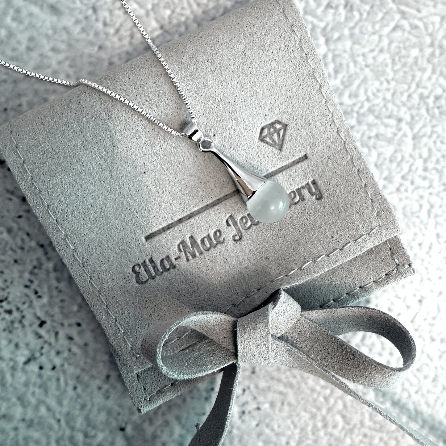 Luna Moonstone Pendant Necklace with luxury gift pouch