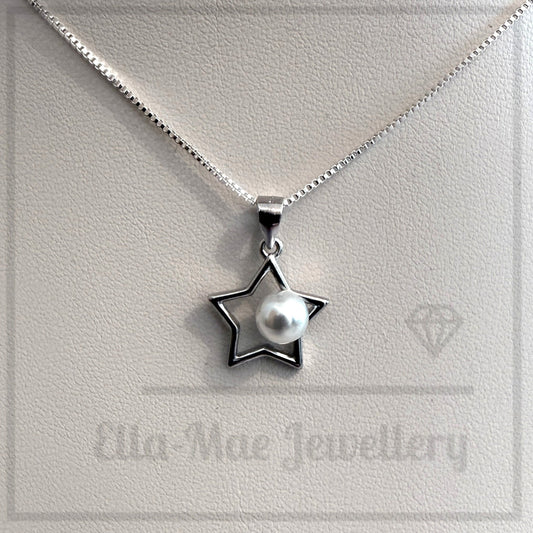 Starlight Pearl Pendant Necklace with EMJ logo