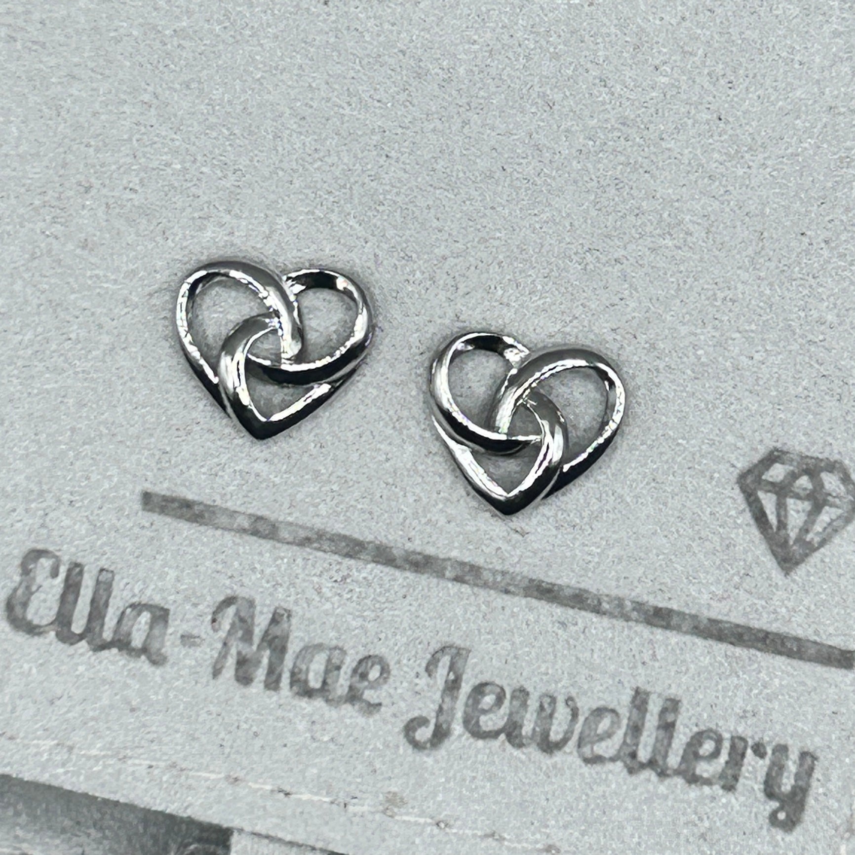 Knotted Heart Silver Stud Earrings