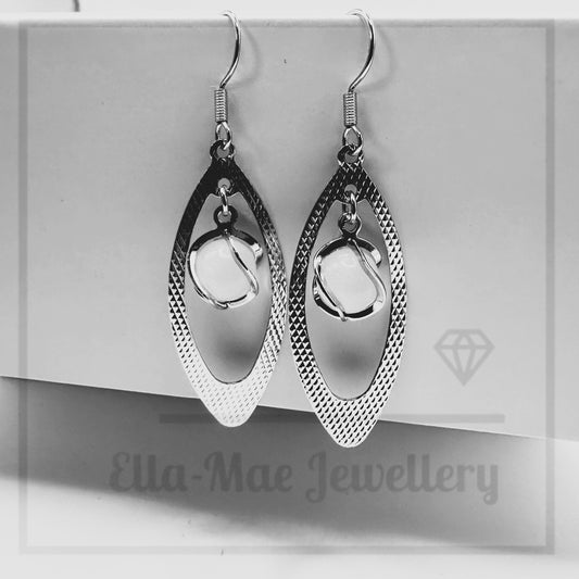 Opal Swirl Silver Drop Earrings