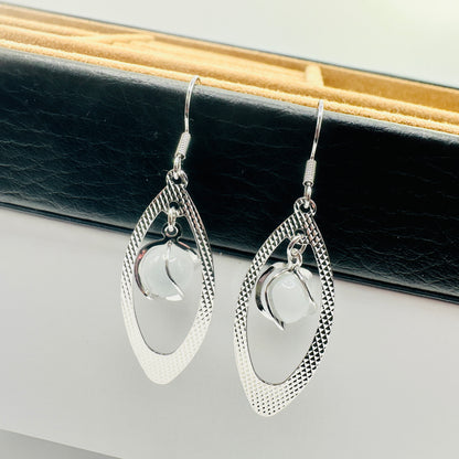 Opal Silver Swirl Drop Earrings