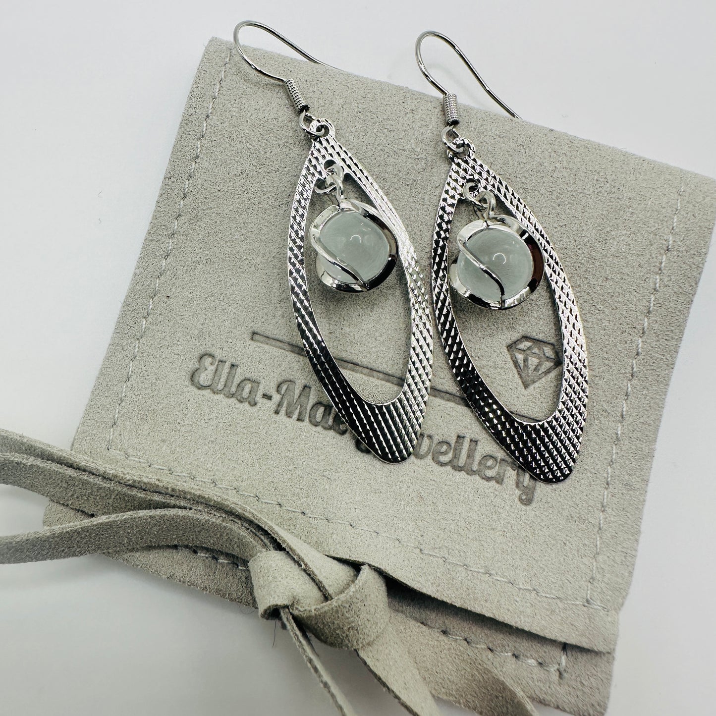 Opal Swirl Silver Drop Earrings