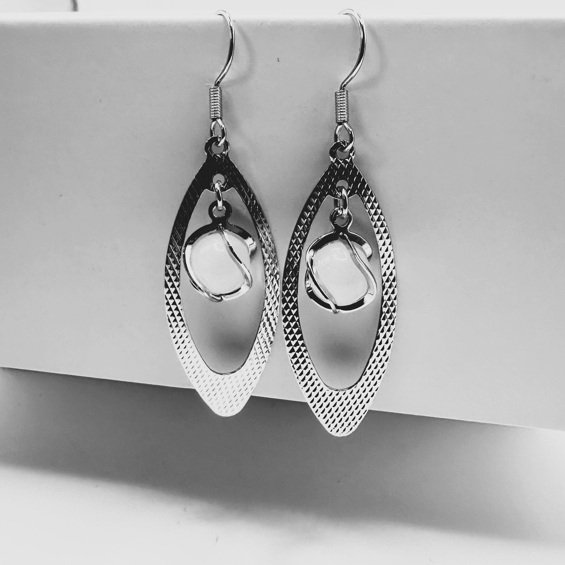 Opal Silver Swirl Drop Earrings