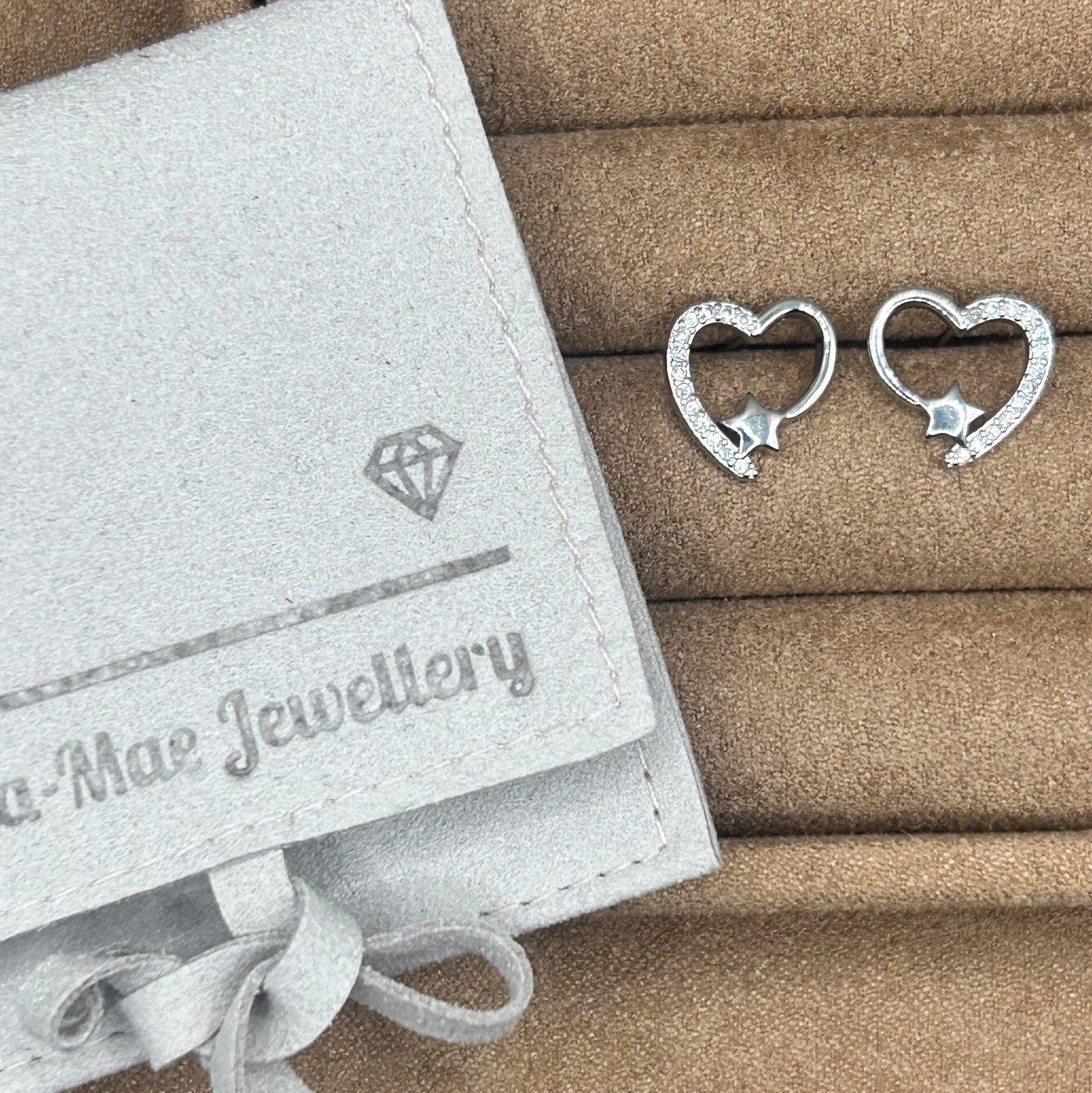 Open Heart Star Stud Earrings