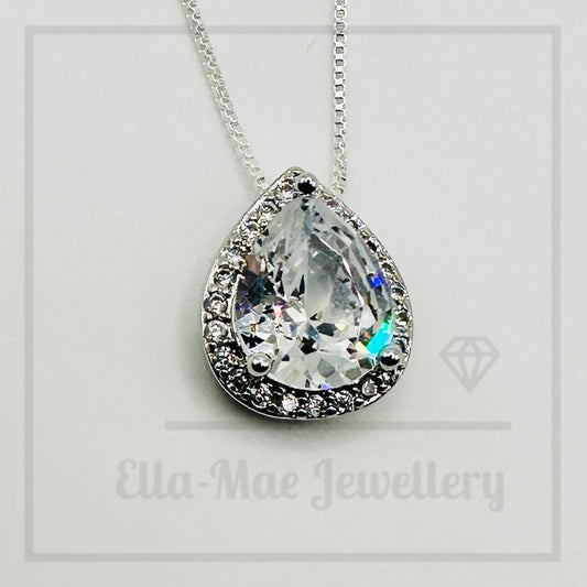 Teardrop Sparkle Halo Pendant