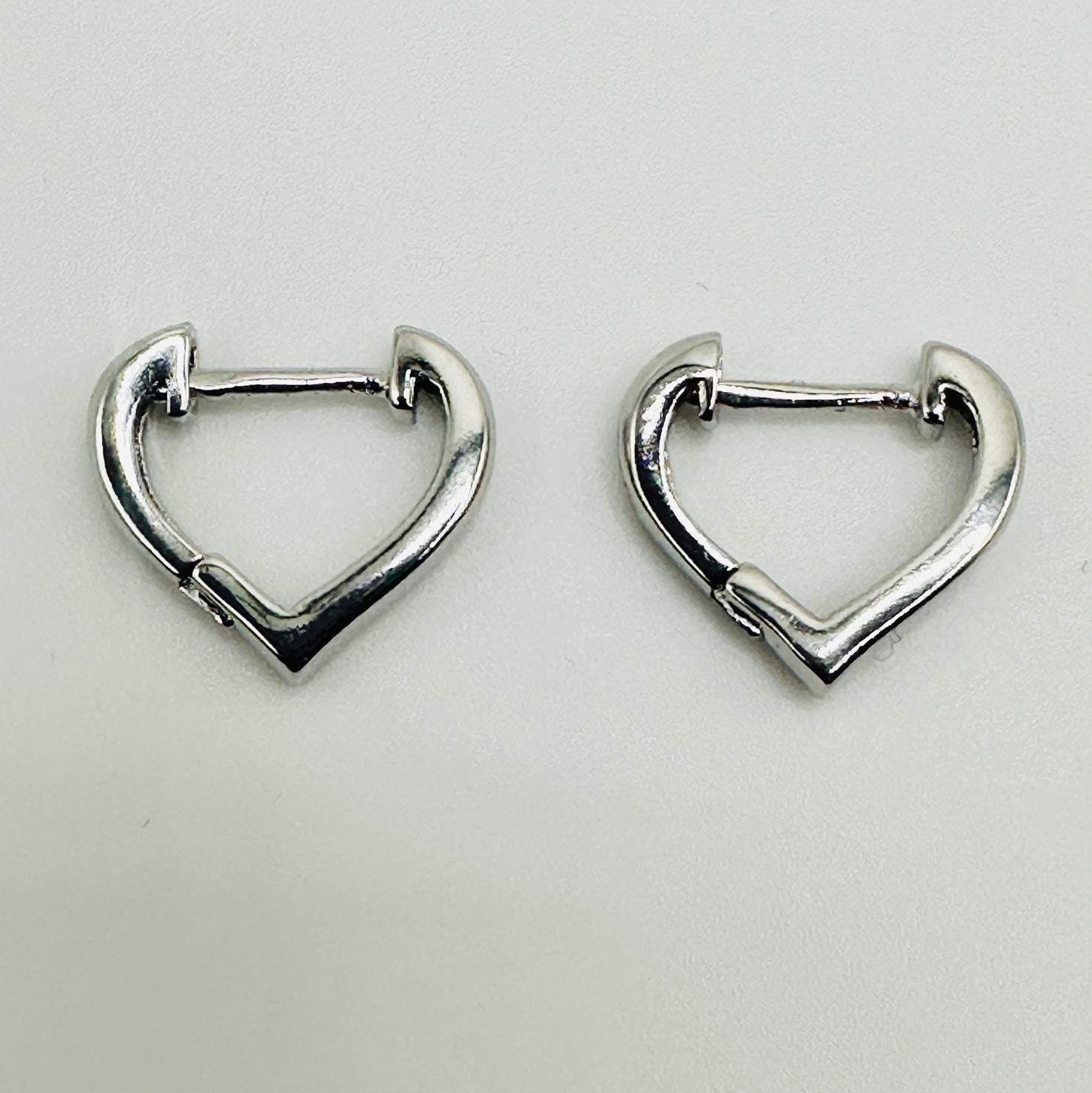 Silver Hinged Heart Stem Earrings