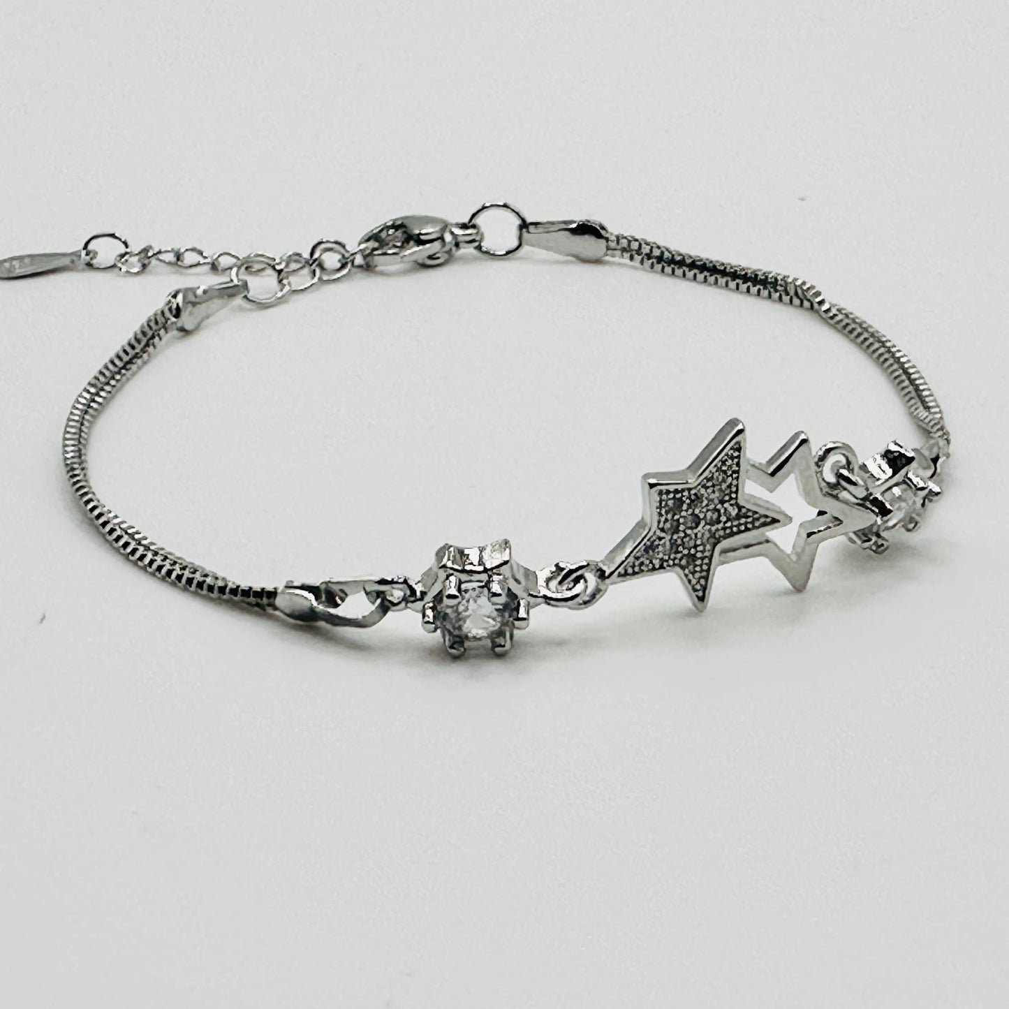 Crystal Silver Star Box Chain Bracelet