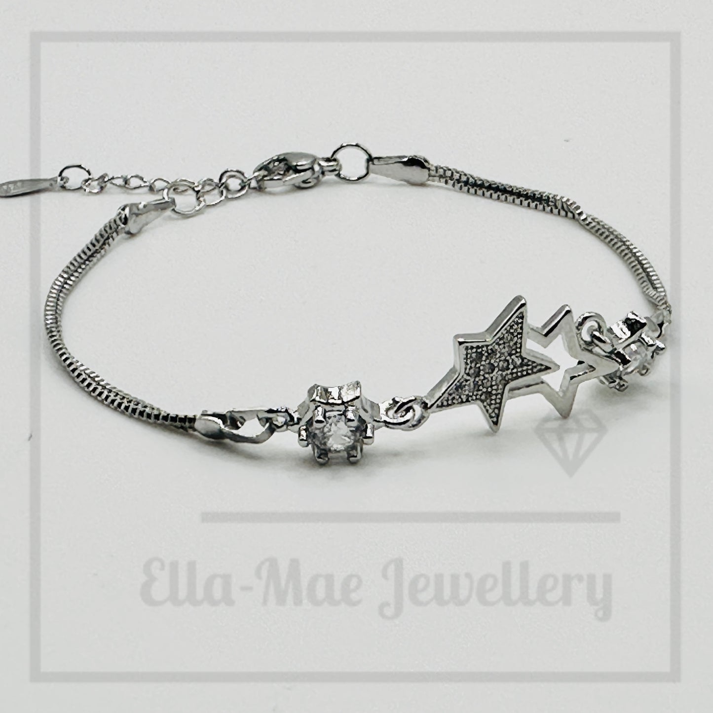 Crystal Silver Star Box Chain Bracelet