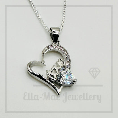 Love Heart Cubic Zirconia Silver Pendant