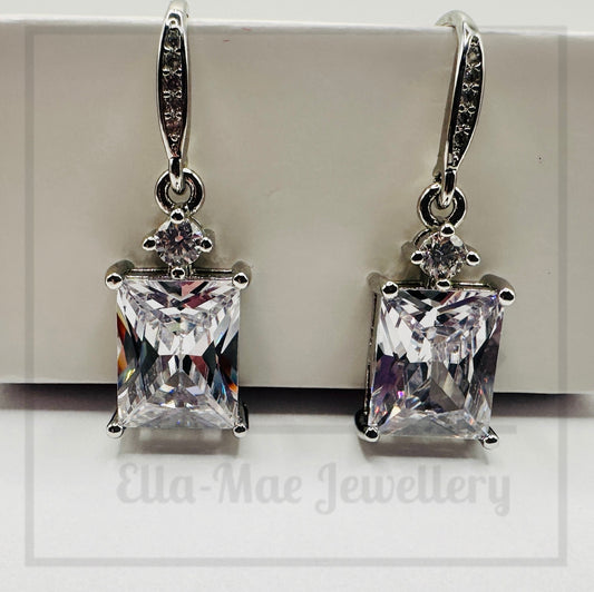 Rectangular Drop Princess Cut Earrings