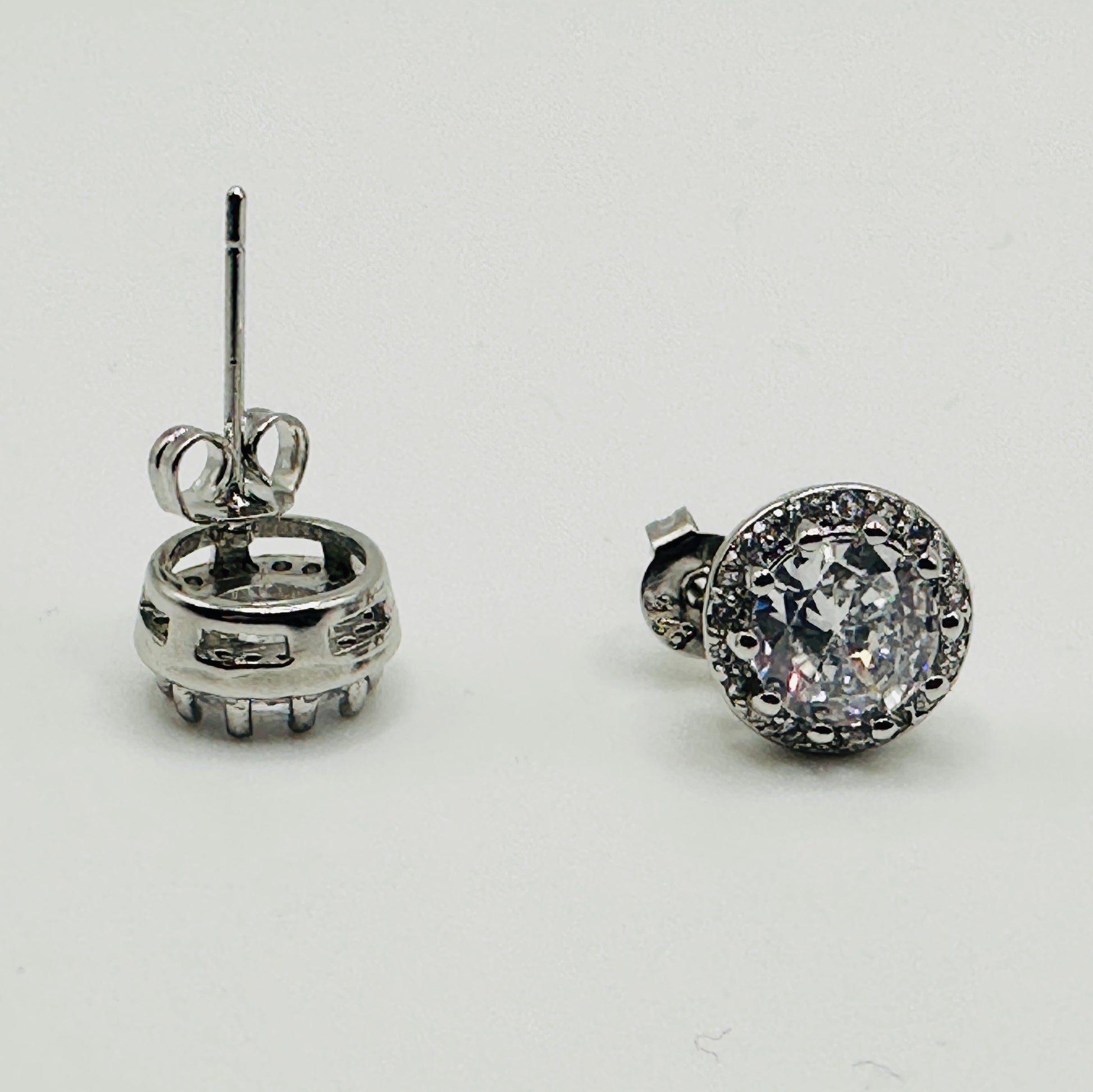 Round Sparkle Halo Stud Earrings