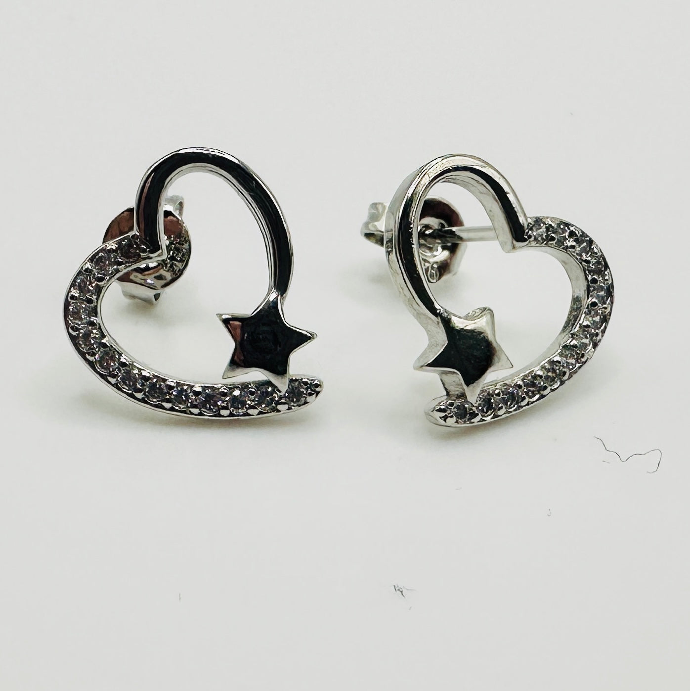 Open Heart Star Stud Earrings