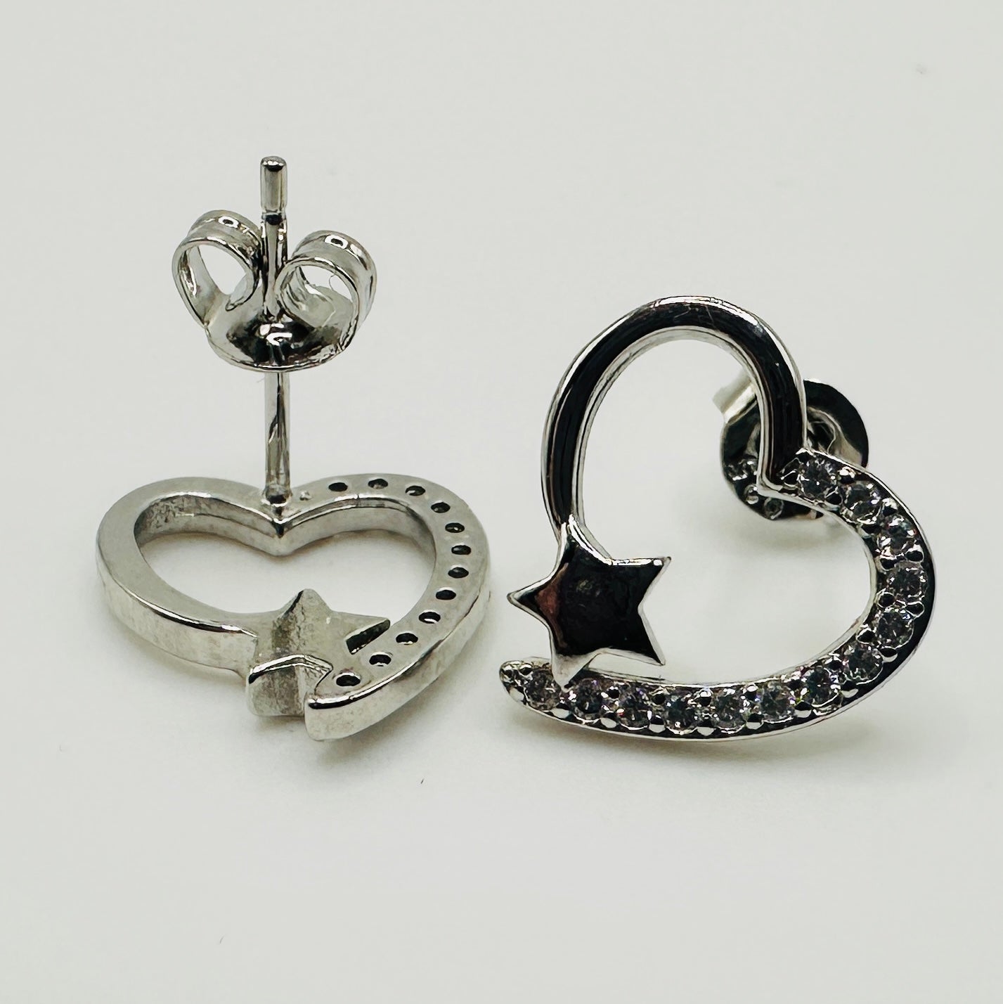 Open Heart Star Stud Earrings