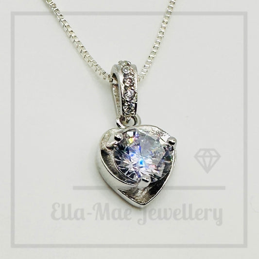 Sunken Crystal Heart Necklace