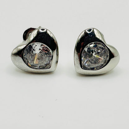 Heart Stone Stud Earrings