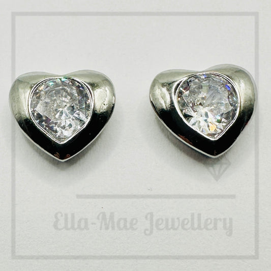 Heart Stone Stud Earrings