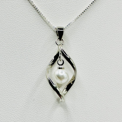 Silver Swirl Pearl Pendant