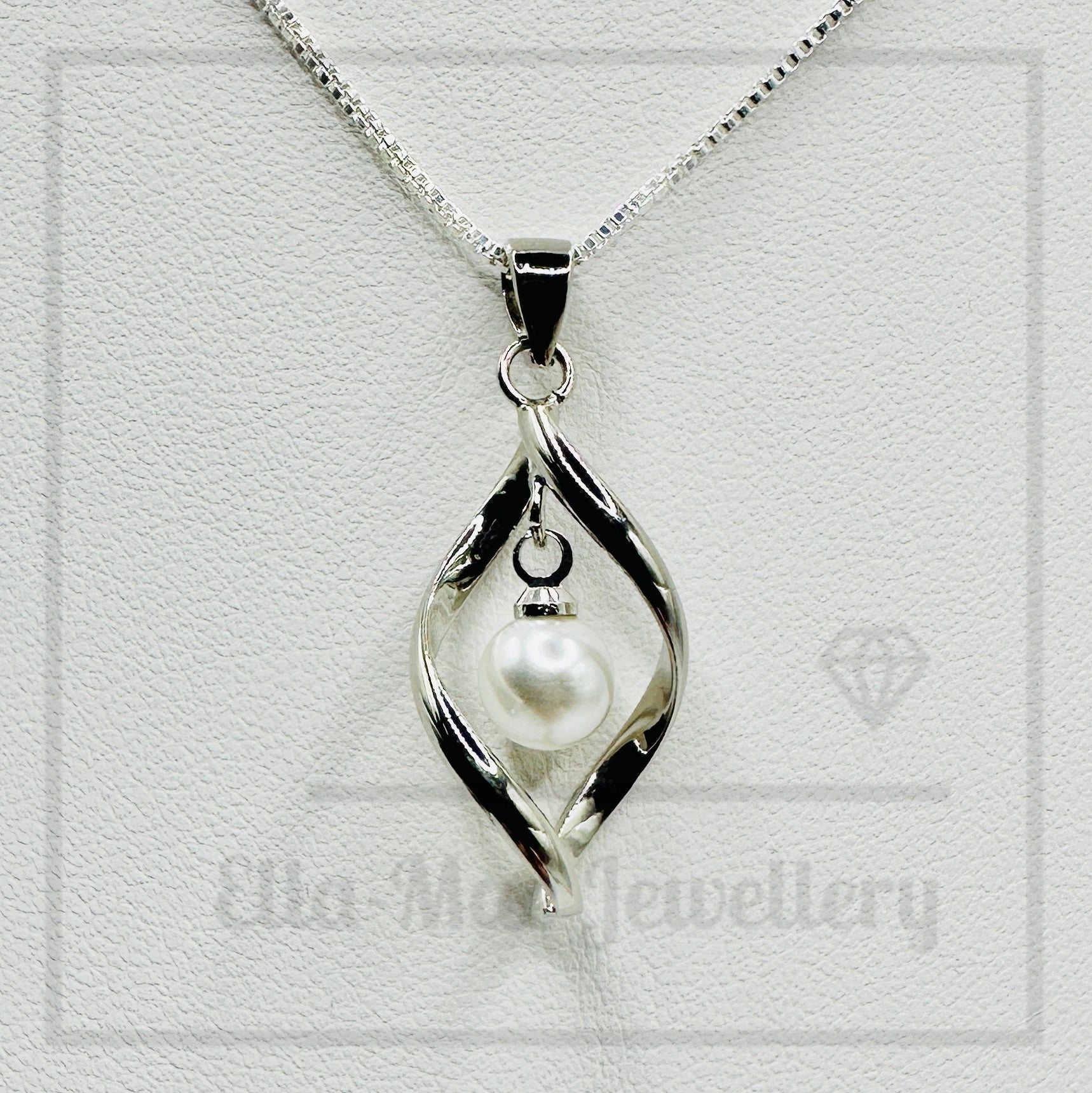 Silver Swirl Pearl Pendant