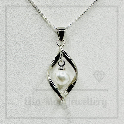 Silver Swirl Pearl Pendant