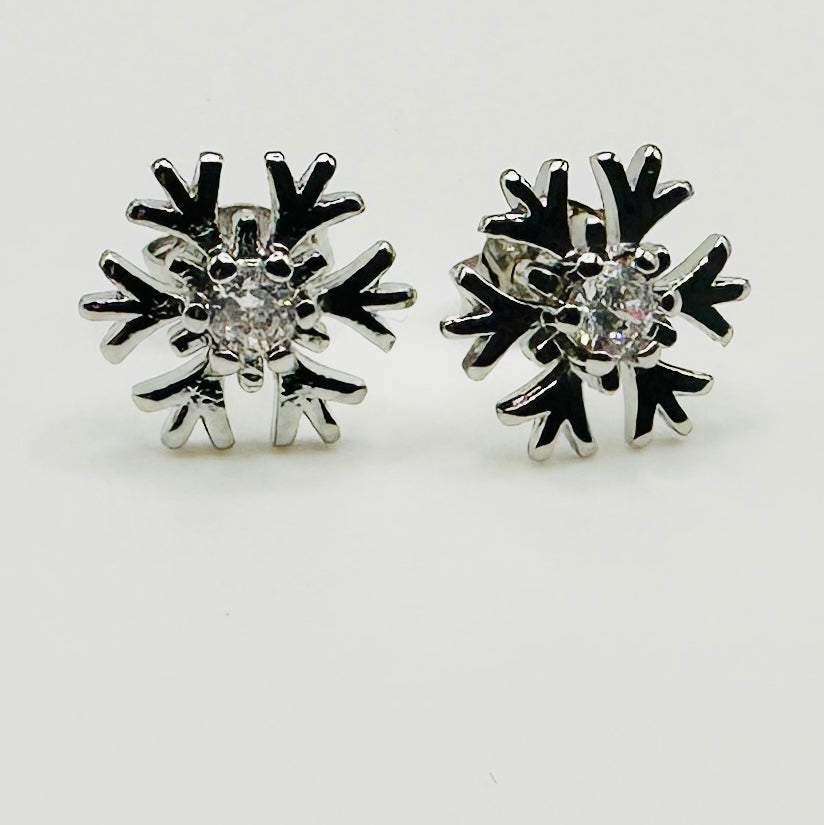 Silver Snowflake Stud Earrings