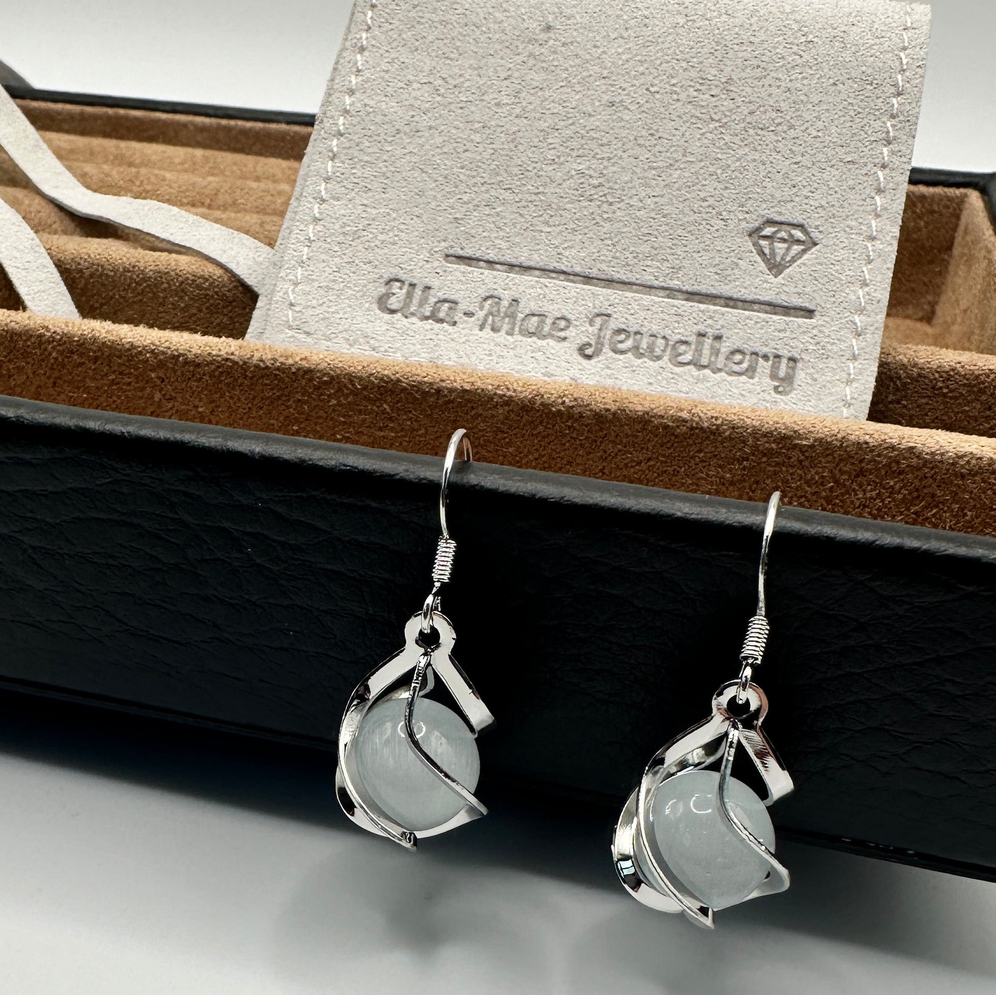 Opal Silver Swirl Drop Earrings Ella-Mae Jewellery