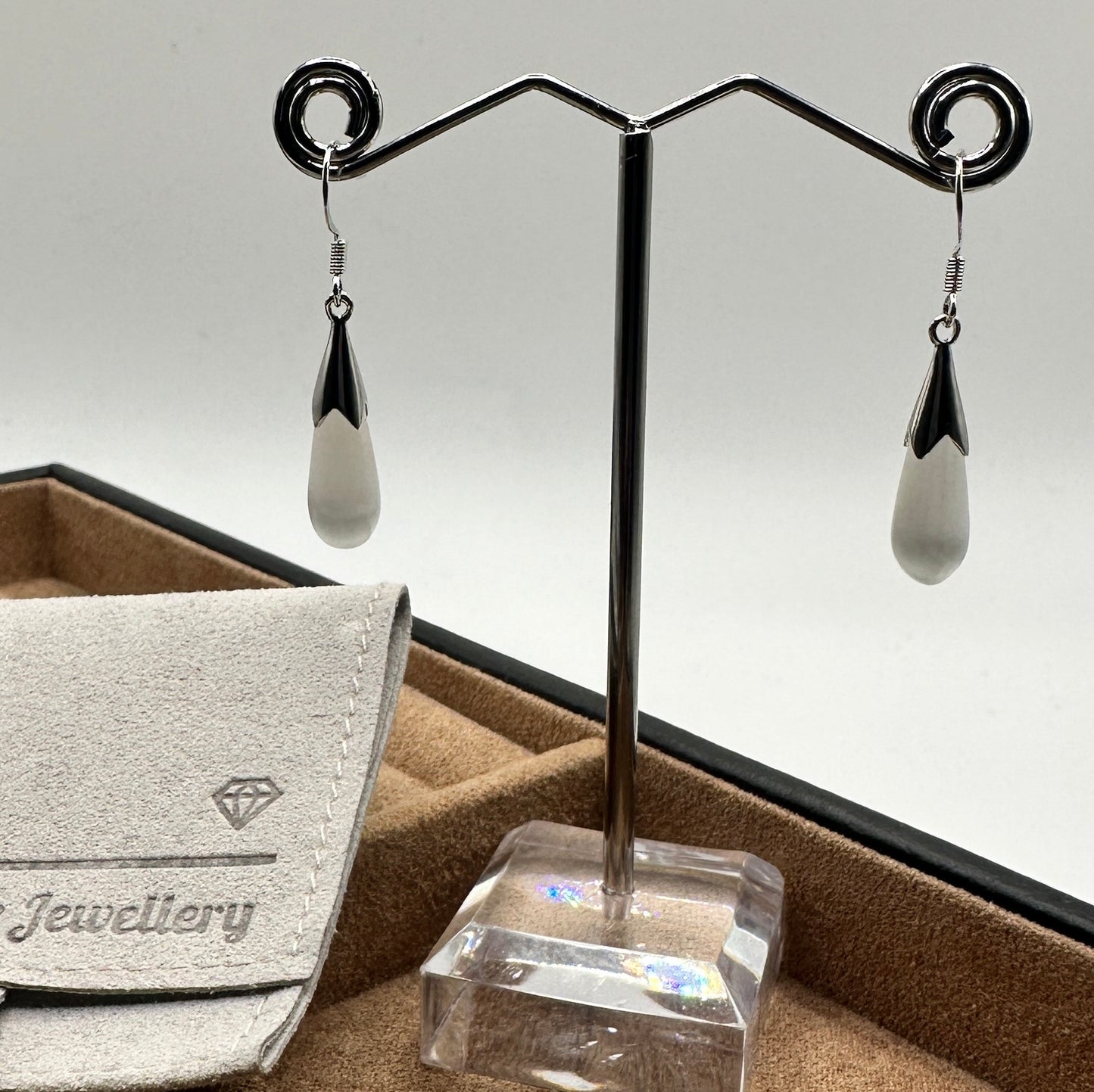 White Moonstone Dangling Earrings