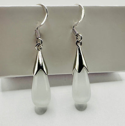 white moonstone drop earrings