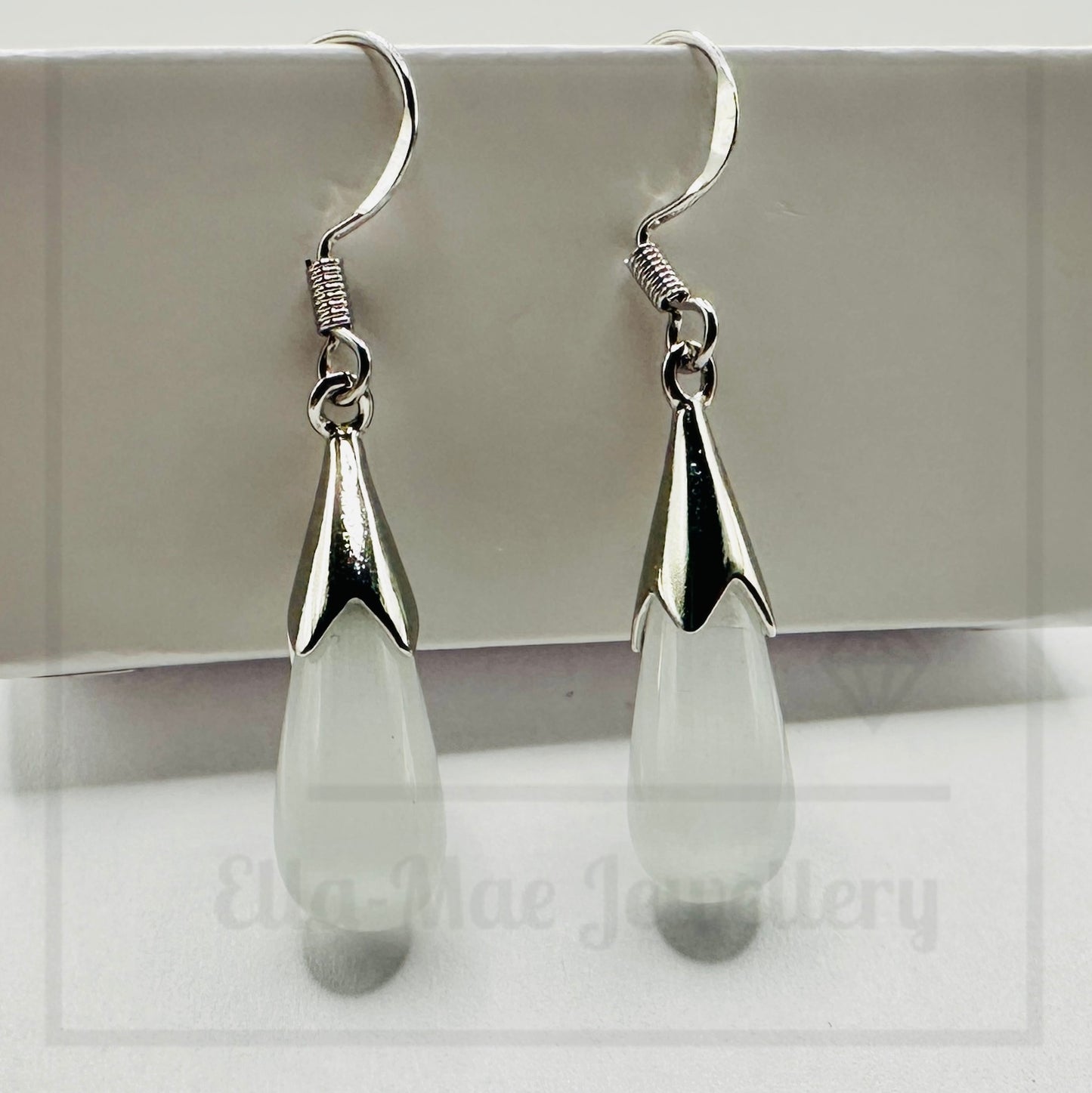 White Moonstone Drop Dangling Earrings