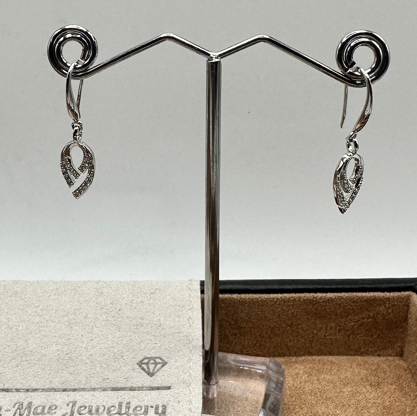 silver crystal tassel drop earrings