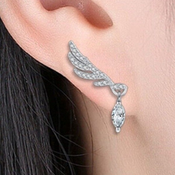 Angel Wing Crystal Drop Earrings