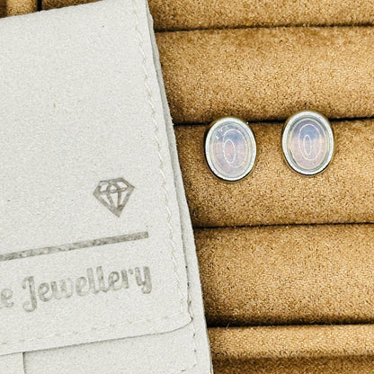 Oval Moonstone Silver Studs